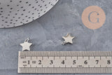 Pendentif étoile acier 304 inoxydable platine 12mm, x2 (G11158)