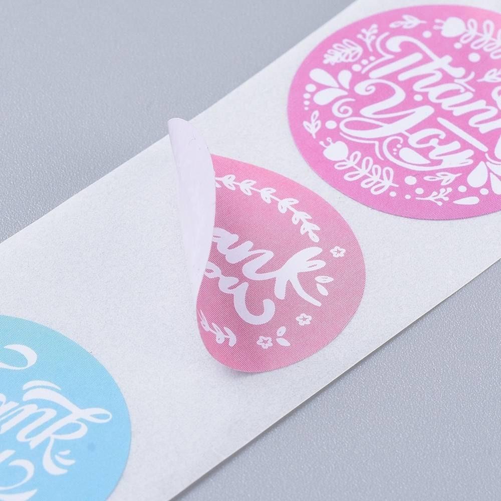 Autocollant merci rose bleu 25mm, x500 (G8424)
