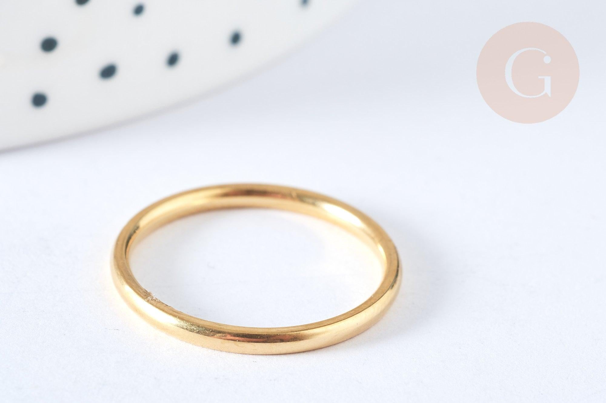 Bague alliance anneau acier inoxydable doré, x1 (G7024)