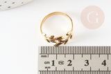 Bague réglable branche dorée 16K 18mm, x1 (G5003)