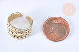 Bague réglable pois acier 304 inoxydable doré taille 54, x1 (G6569)