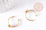 Bague réglable pour cabochon 6mm en acier doré inoxydable IP 18mm, x1 (G4314)