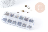 Boite Kit mix de 12 types de fournitures et perles zamac laiton Bronze, x1 (G8845)