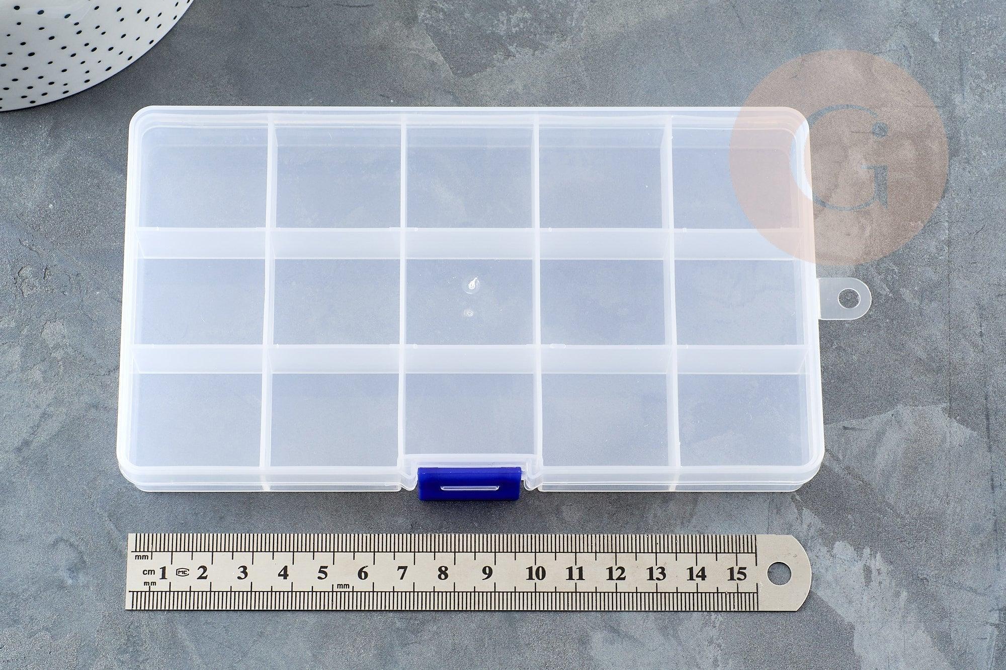 Boite rangement perles en plastique rectangulaire 17cm, x1 (G1350)