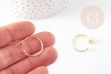 Boucles d'oreilles Anneau demi-créole puce doré 18k tige argent 925 23mm, x2 (G3582)