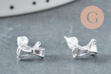 Boucles puce feuille de Gingko chat noeud fine argent massif 925 7mm, x1 paire (G9250)