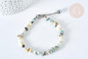 Bracelet de cheville perles amazonite naturelle laiton et acier inoxydable platine 21.5cm, x1 (G7792)