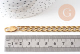 Bracelet grosse maille figaro gourmette acier doré 14k, 20cm, x1 (G4447)