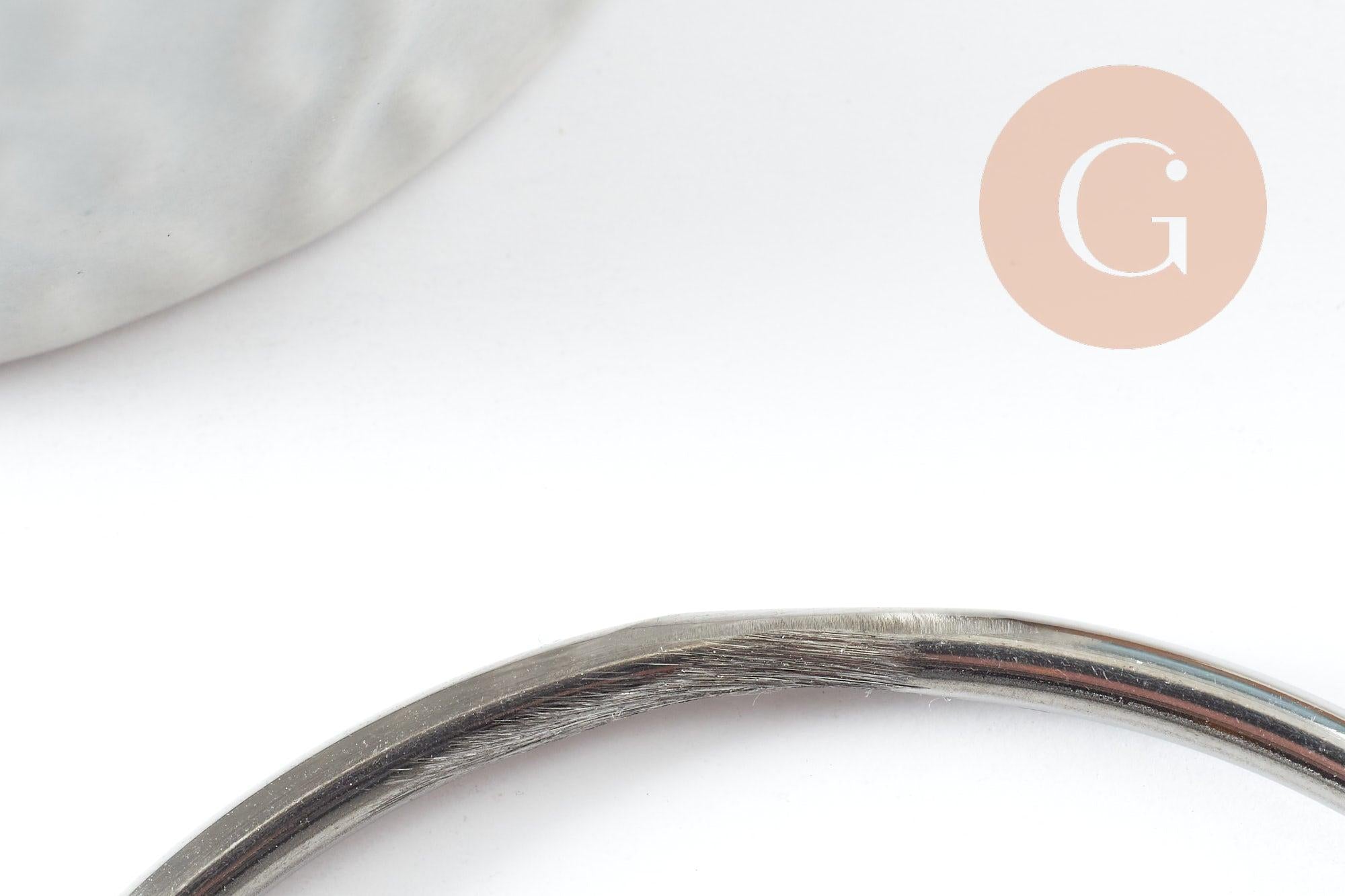 Bracelet jonc lisse rond 3mm acier 304 inoxydable platine 65mm,(Légères traces à la jointure) x1 (G9259)
