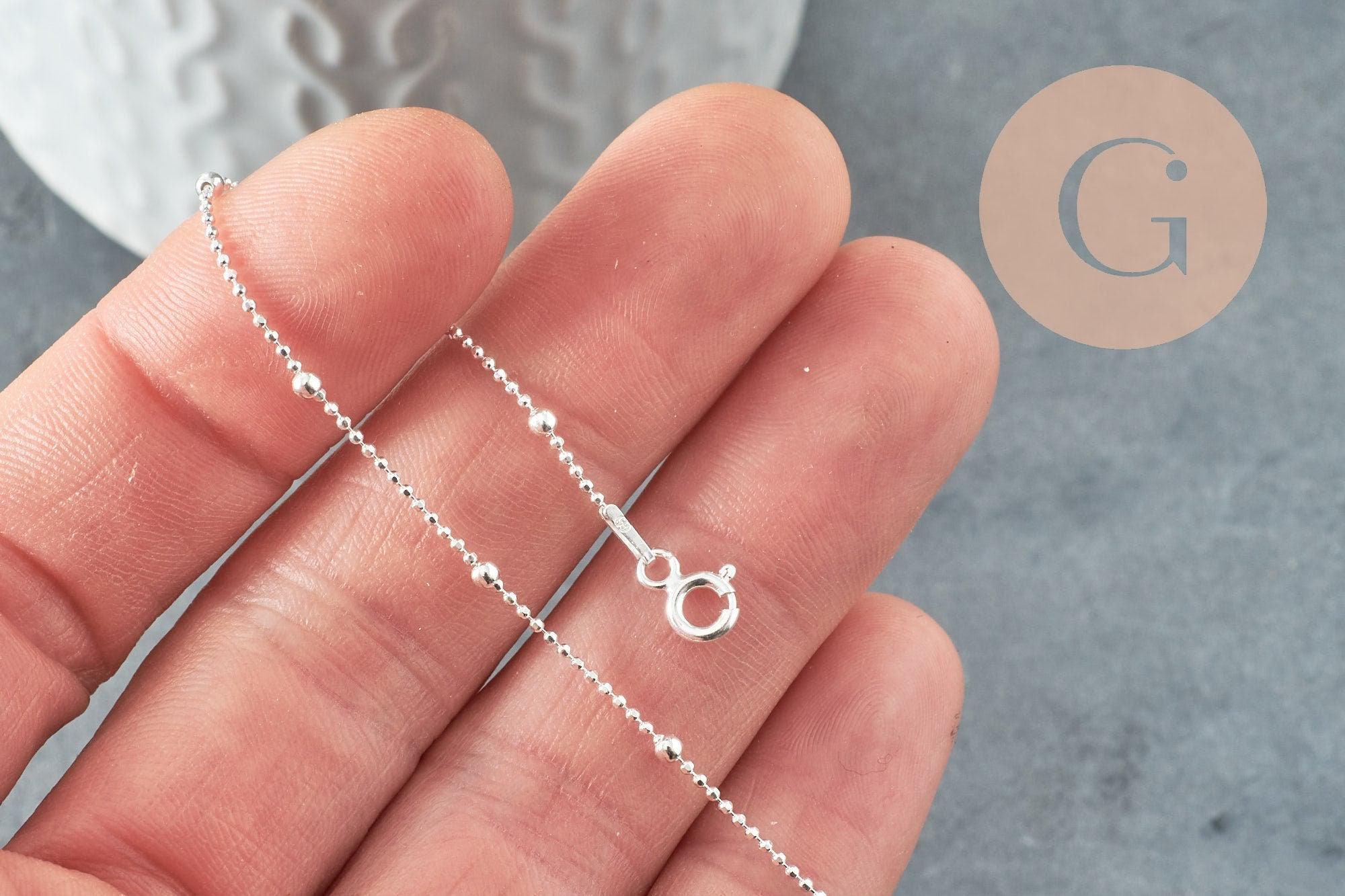 Bracelet maille boule fine argent 925 massif 17.7cm, x1 (G9431)