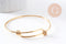 Bracelet réglable jonc lisse acier 304 inoxydable doré 63-65mm, x1 (G2915)