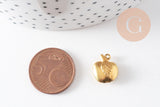 Breloque pomme laiton brut , fournitures créatives, pendentif sans nickel, pendentif geometrique,1cm, x10 G0692
