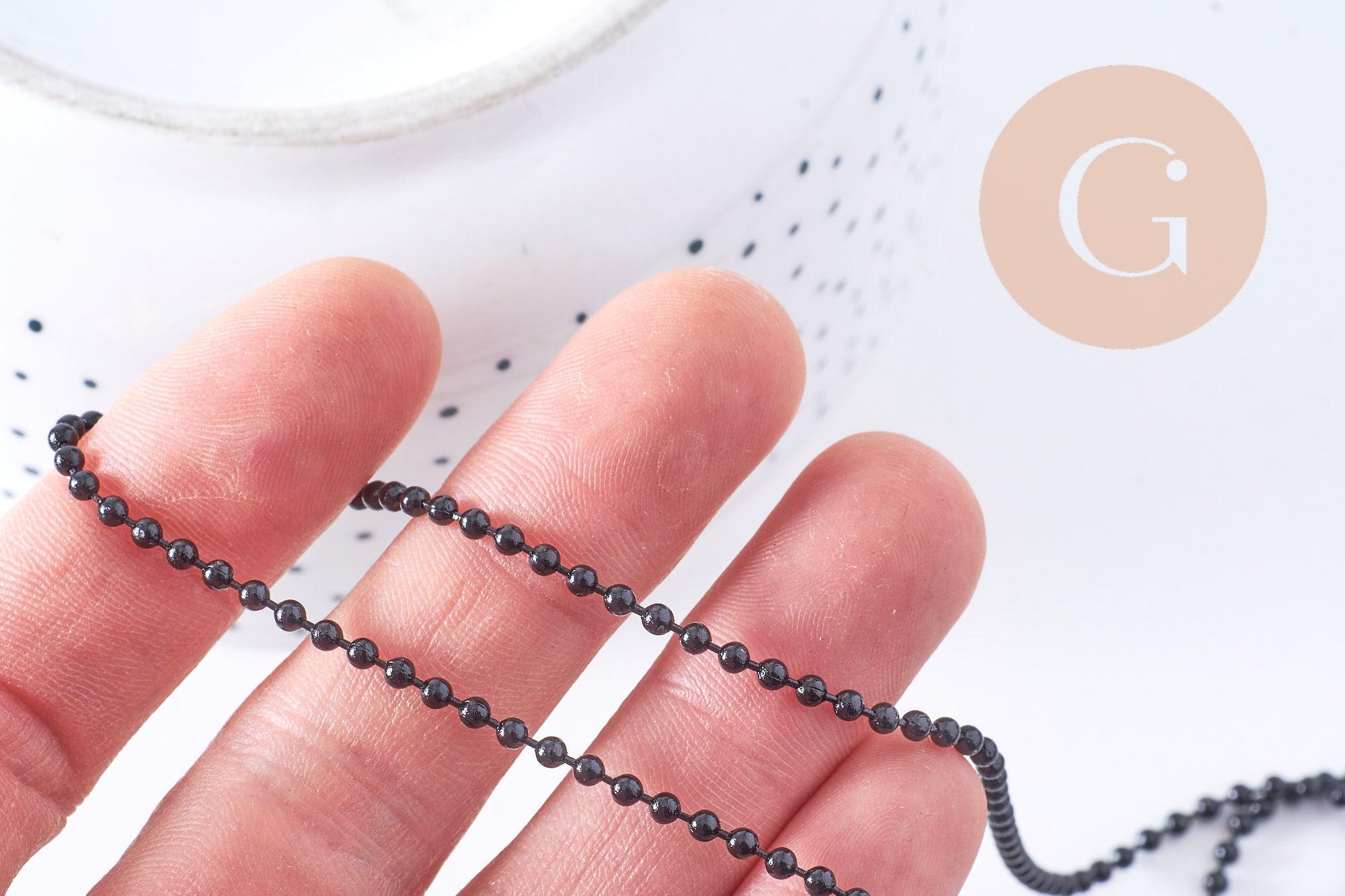 Chaine boule noire intense 2mm, x1 mètre (G10632)