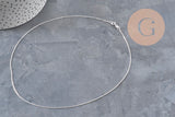 Chaine collier forçat très fine argent 925 massif 0.9mm - 45cm, x1 (G5342)