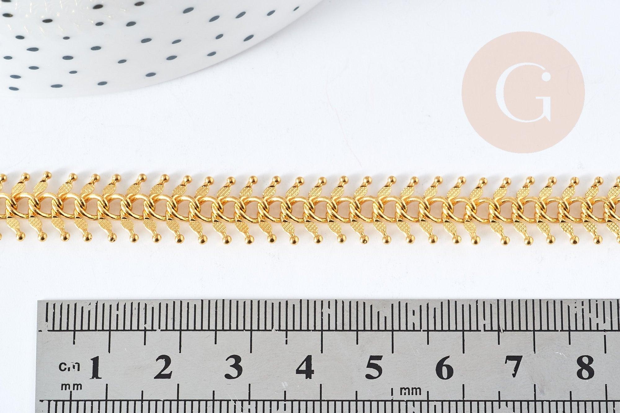 Collier Chaine complète Fishbone acier inoxydable 304 doré 45cm,création de bijoux xxL en acier inoxydable x1 (G8358)