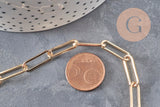 Chaine fer doré or pâle maille rectangle 18x6mm, x1 mètre (G1858)