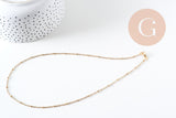 Collier Chaine fine dorée satellite 16K,chaine plaquée or 1 micron, chaine collier chaine complète,chaine dorée,1.5 mm, 40cm, x1 G0633