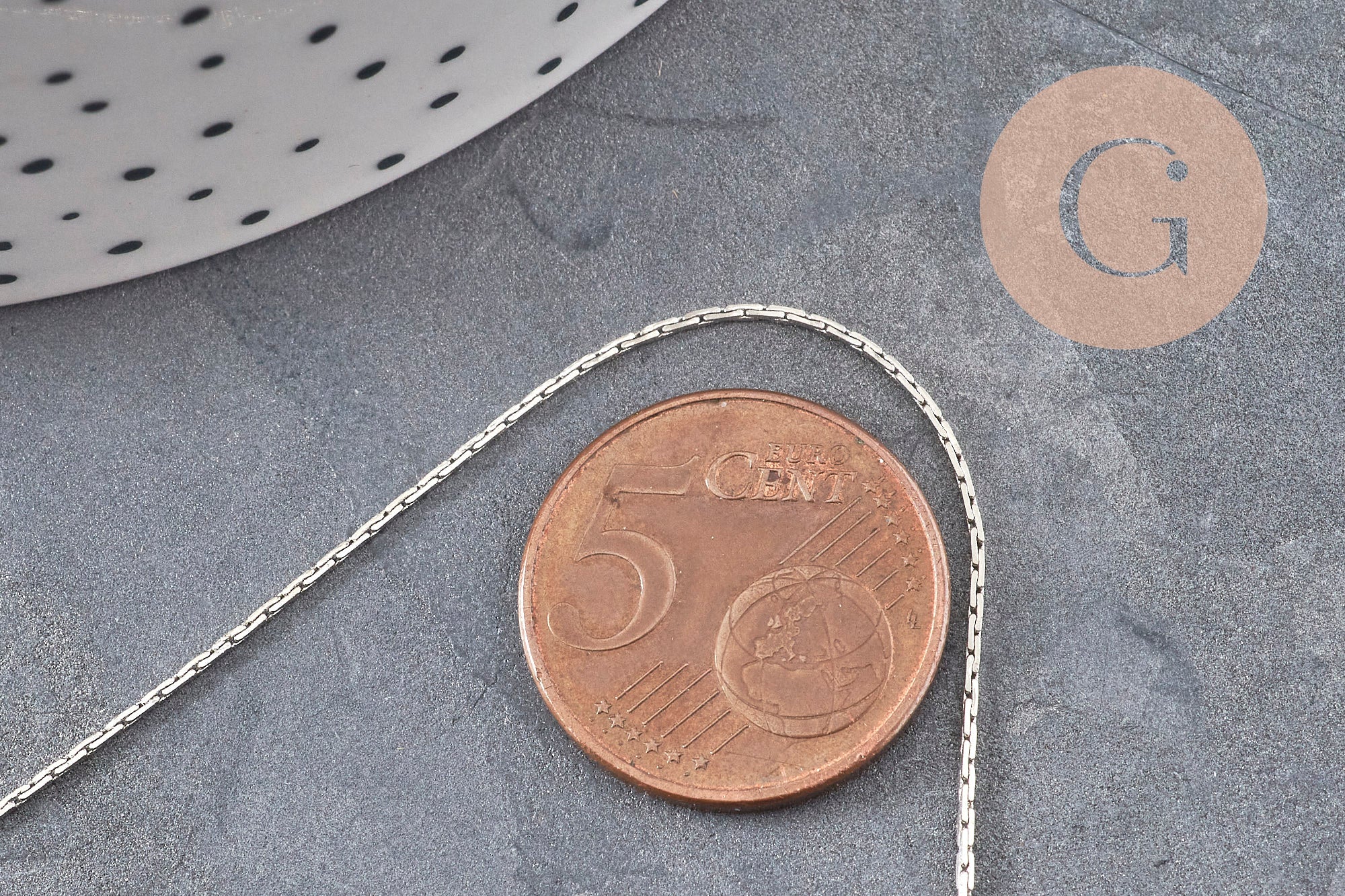 Chaine fine serpent laiton platine 0.9mm, x5 mètres (G0695)