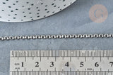 Chaine maille rolo acier inoxydable 304 platine 3mm, x1 mètre (G8140)