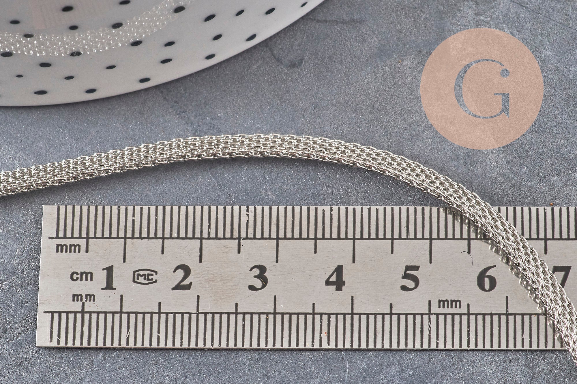 Chaine mesh serpent fer platine 4mm, x1 metre (G2320)