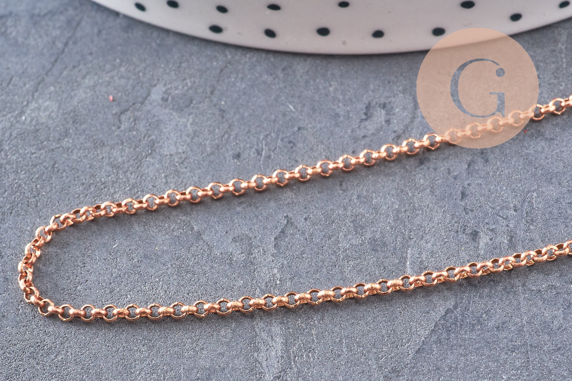 Chaine rolo laiton brut 2mm, x 5 mètres (G1639)