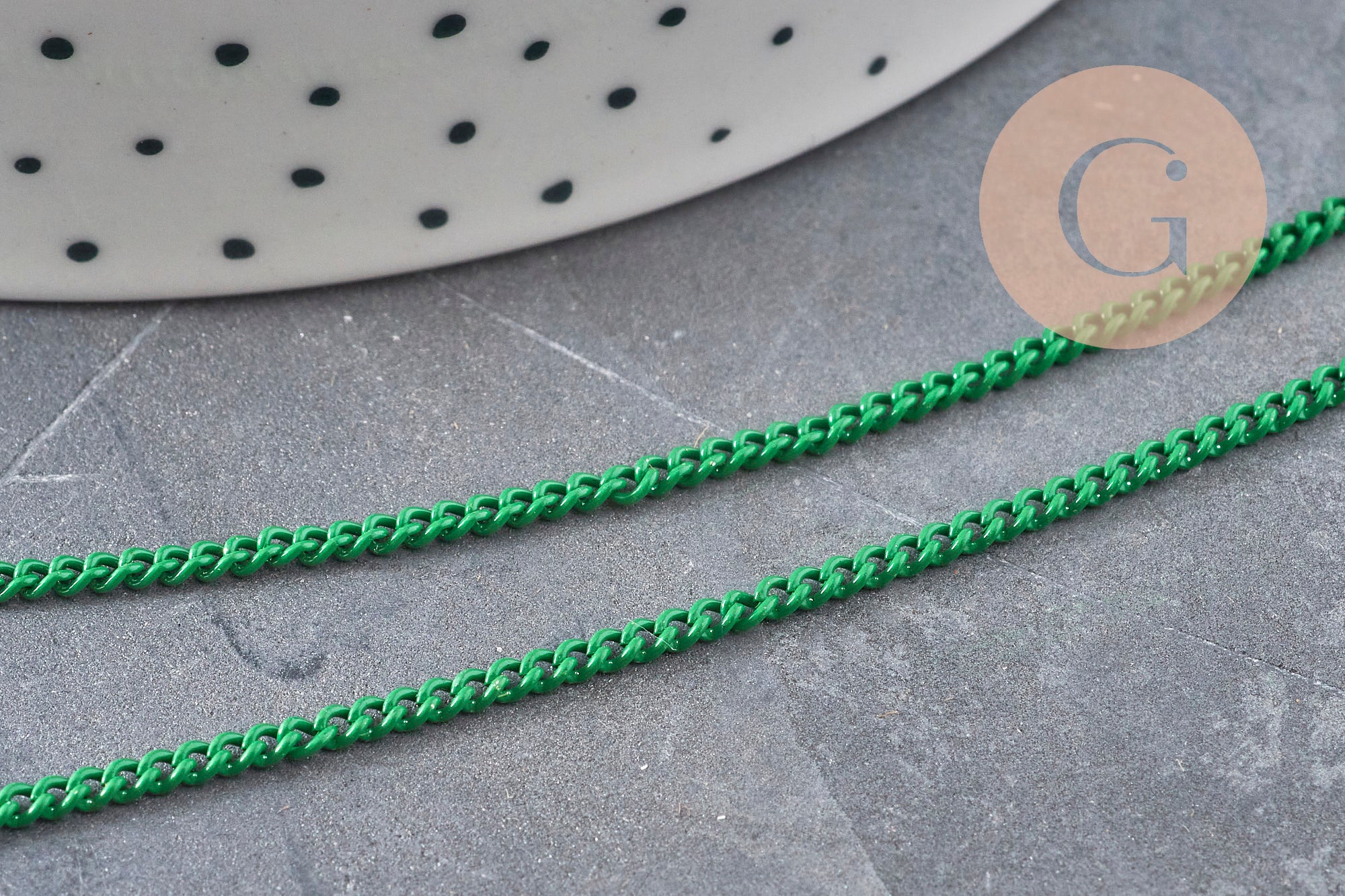 Chaine verte maille plate 1.5mm, x 5metres (G2674)