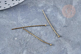 Clou tige tête boule laiton bronze 31mm, x10 (G8842)
