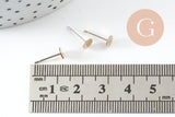 Clous-puces oreille laiton brut acier plateau 5mm, x50 (G0582)