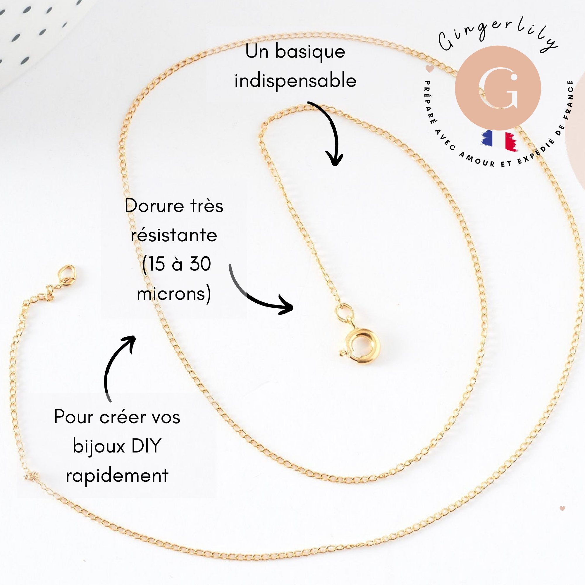Collier Chaine fine avec fermoir dorée gold-filled 45.7cm x1 (G2617)