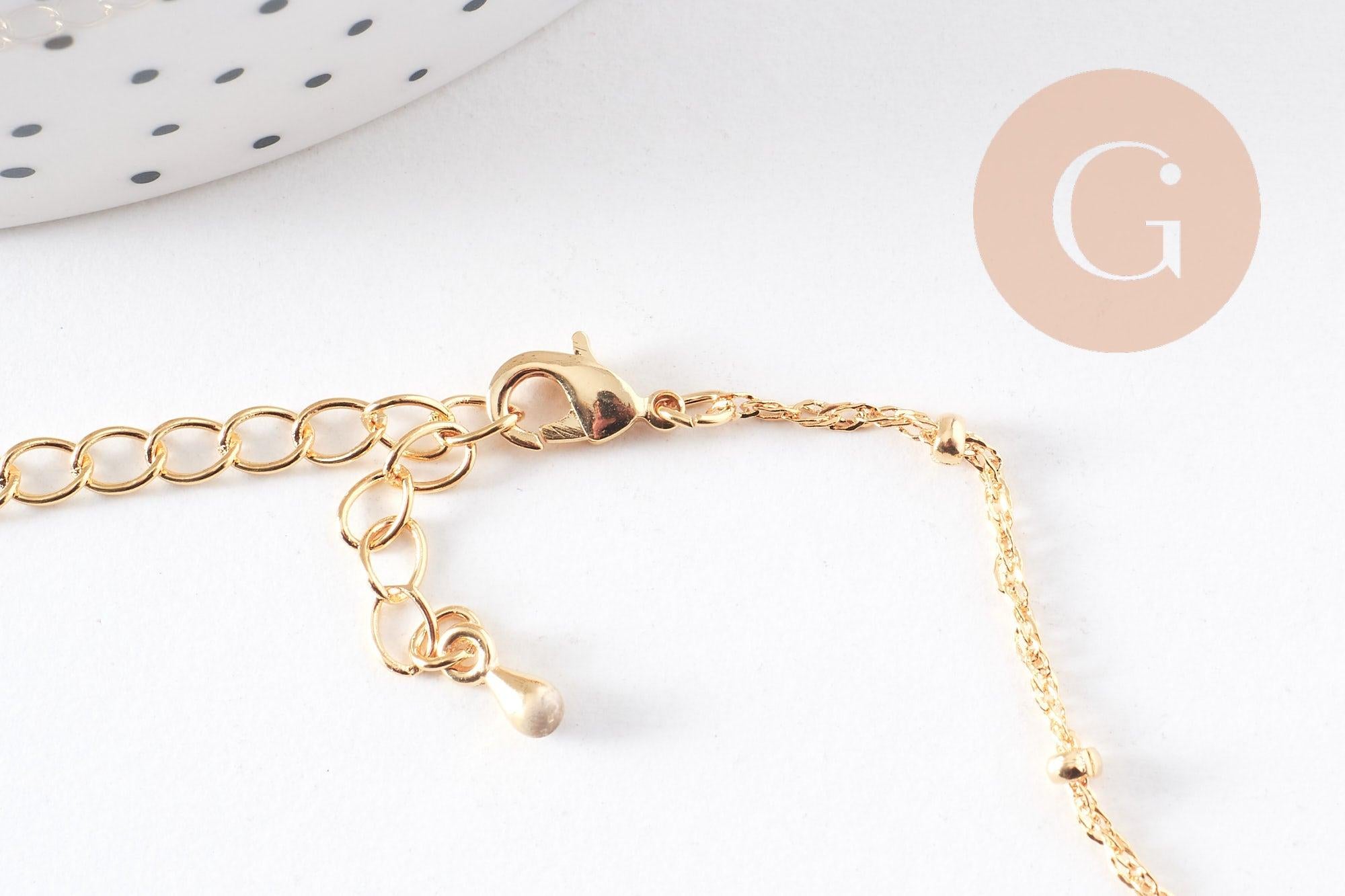 Collier Chaine fine complète avec fermoir cuivre doré singapour 16K 1.3 mm-45cm, x1 (G0635)