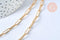 Collier Chaine laiton doré texturée maille rectangle,chaine collier,chaine large,12x3.5mm,chaine complète,49.5cm, x1 (G2410)