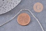 Collier Chaine complète avec fermoir laiton argenté forçat 2mm-40cm, x1 (G0574)