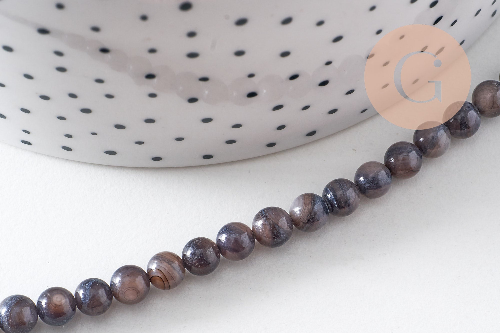 Collier nacre naturelle teinté fer argenté doré 42cm, x1 (G10536)