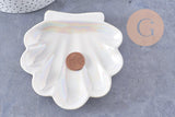 Coupelle présentoir coquillage à bijoux porcelaine blanche 111mm, x1 (G10328)