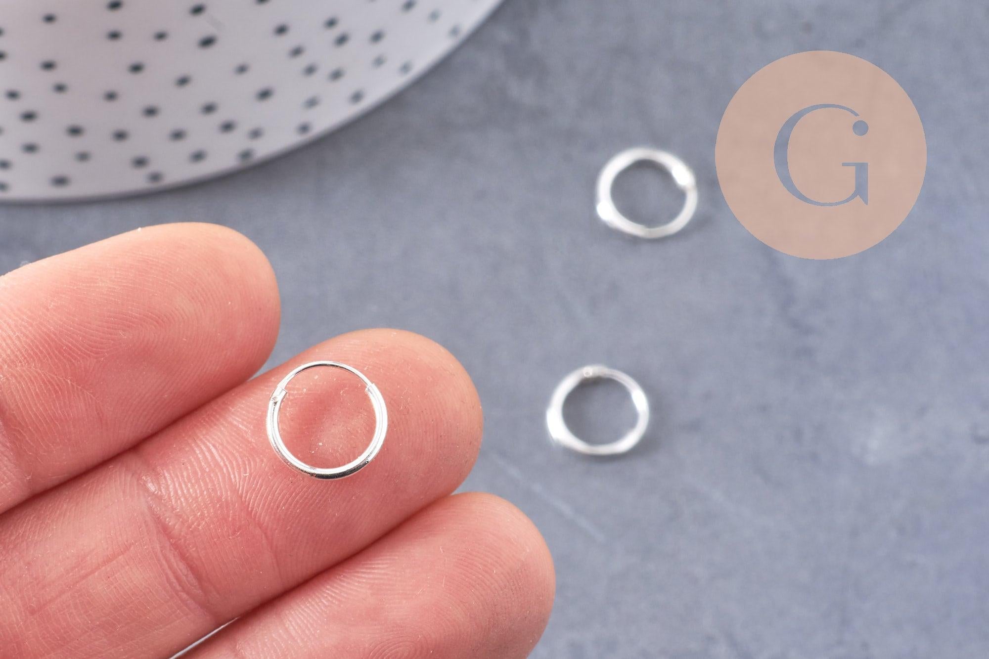 Créoles fine argent 925 massif 10mm, la paire (G3261)