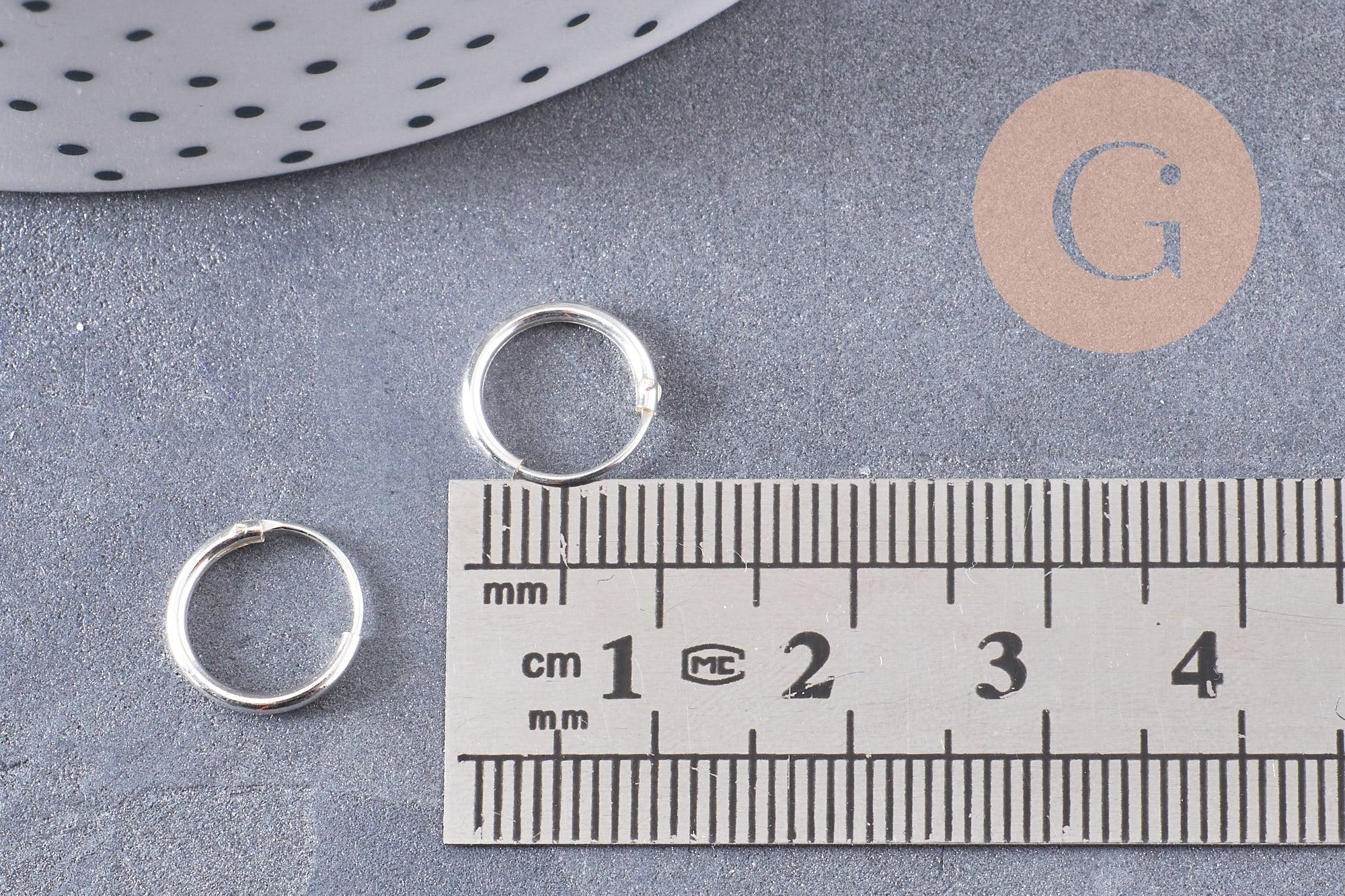 Créoles fine argent 925 massif 10mm, la paire (G3261)