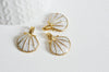 EP Pendentif coquillage doré blanc,pendentif coquillage,création bijoux, coquillage doré, pendentif doré, 24.5mm,x 2 - g356