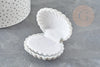 Ecrin bijou coquillage Velours gris clair 3.5x3.8cm, boite bijoux, rangement bijoux, intérieur blanc, x1 G3384