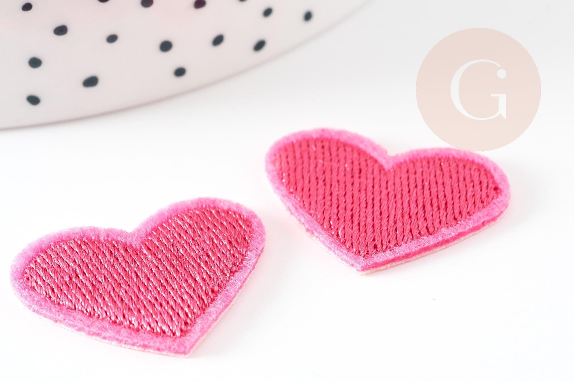 Ecusson coeur rose brodé,customisation vêtement, écusson thermocollant,patch brodé,écusson brodé,20mm, x5 G5077