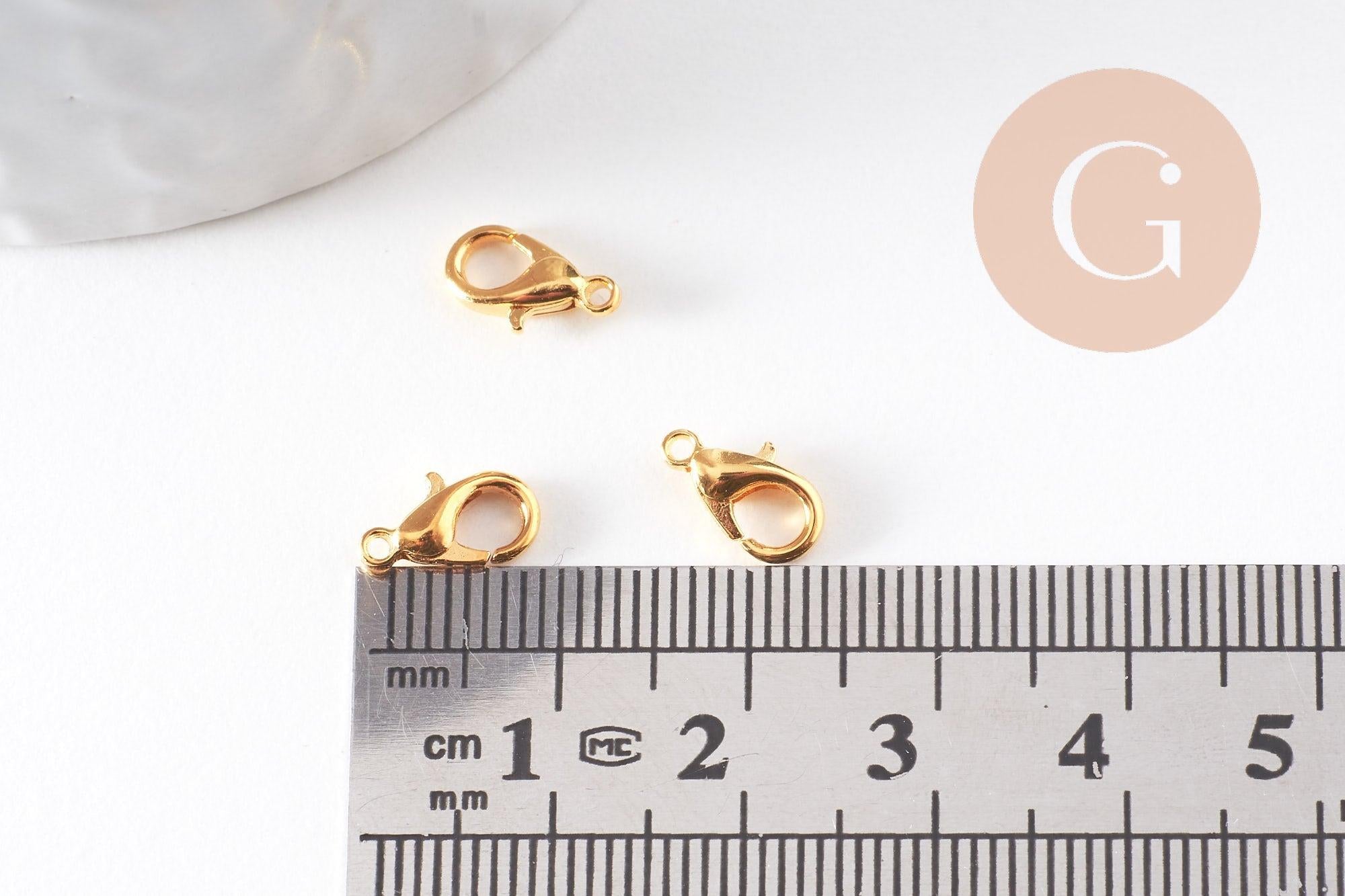 Fermoirs mousquetons zamac doré 10mm, x50 (G4961)