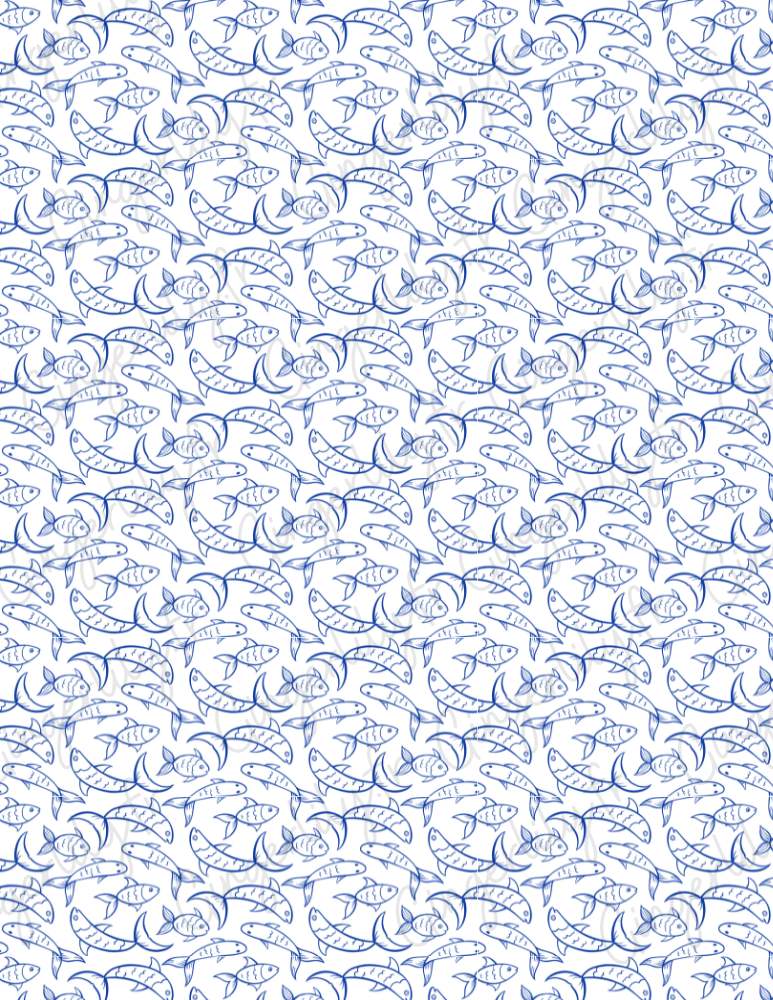 Feuille de transfert polymère – poissons bleu 14x10 cm, x1 (G10772)