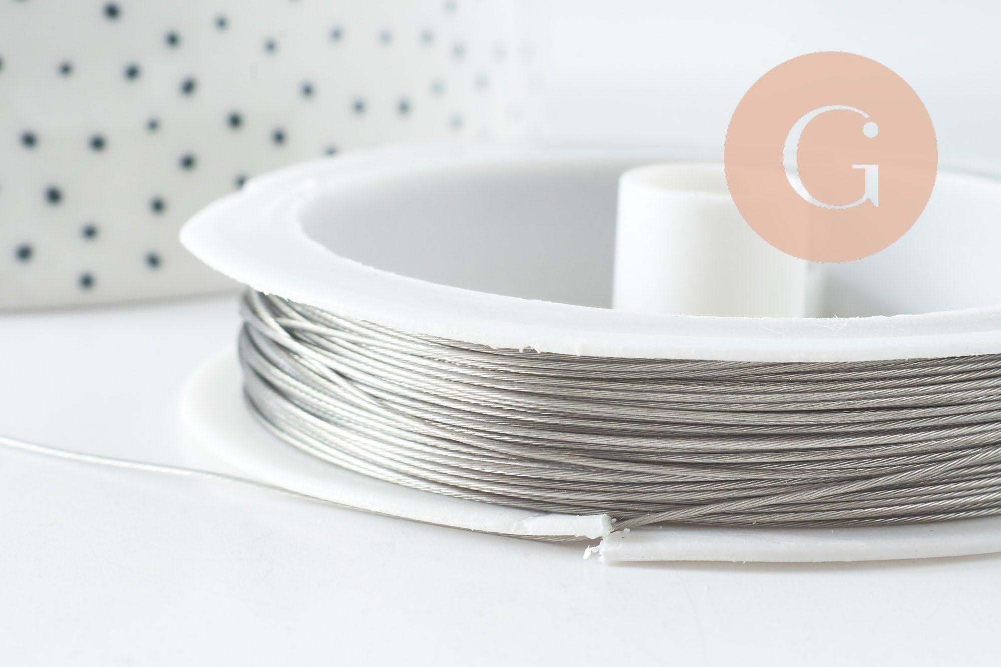 Fil cùblé gainé acier inoxydable 0.6mm, x1 bobine de 22 mÚtres (G9771)