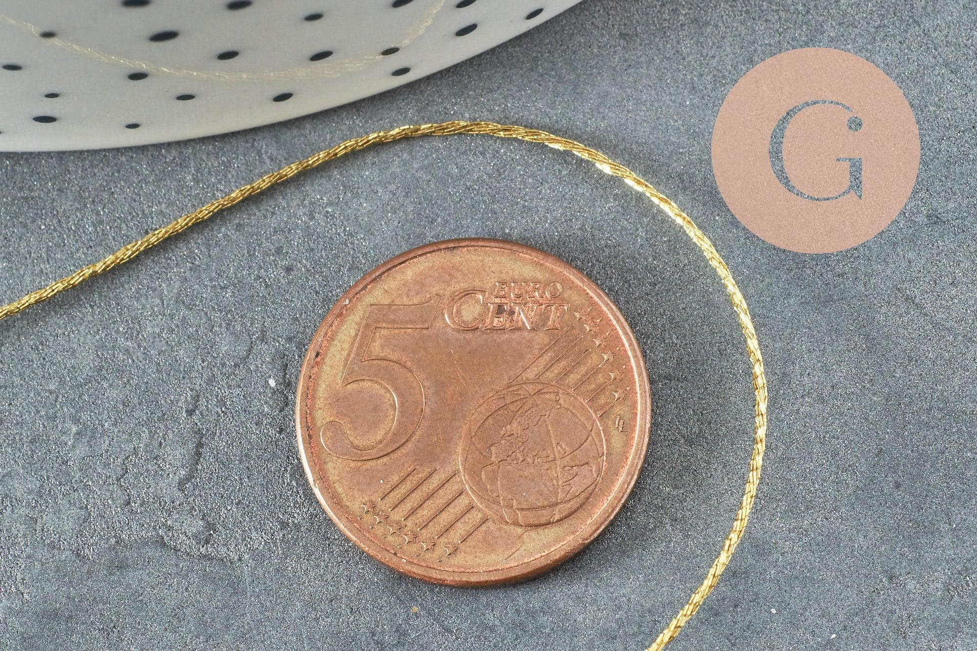 Fil doré métallisé or clair polyester à broder-couture-bijoux 0.8mm, x5 mètres (G4419)