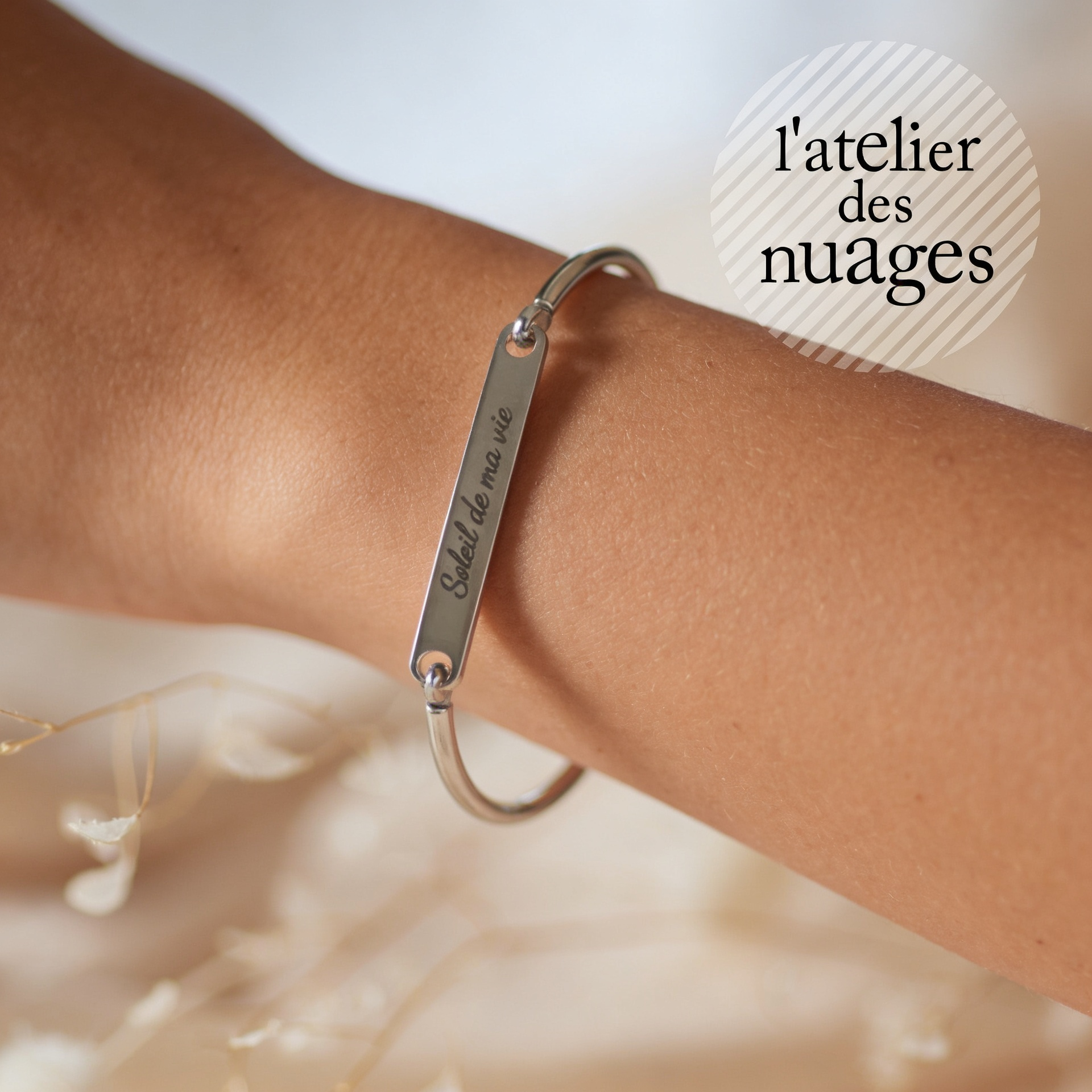 Bracelet Jonc en Acier Inoxydable 304 avec Message, x1 (ADN4)