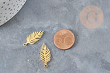 Pendentif acier 201 inoxydable doré feuille 25mm ,breloque acier inoxydable pour création bijoux, x1 (G5728)