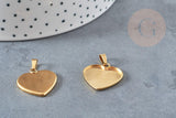 Pendentif coeur support cabochon acier inoxydable doré 21.5mm x1 (G4834)