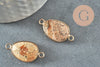 Pendentif connecteur jaspe paysage naturel laiton doré 27.5mm, x1 (G1341)
