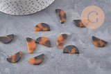 Pendentif demi-cercle marron, perle acétate, perles plastique,connecteur plastique,3cm, x5 ou x10 (G1403)