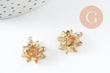Pendentif fleur dalhia laiton brut 18.5mm, x2 (G0440)