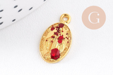 Pendentif médaille ovale Vierge Marie émaillée 17.5mm x1 AVEC DEFAUT (G8839-D)
